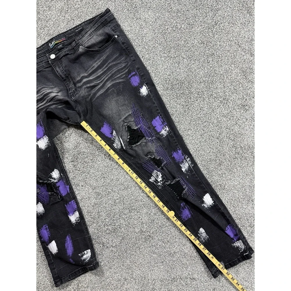 Switch Remarkable Men's Black Distressed Jeans Paint Splatter 40x32
